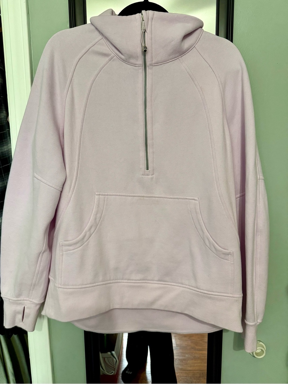 Women's Scuba Oversized Funnel Neck Half-Zip - Light Pink